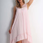 Italian Lace Neckline Dipped Hem Dress