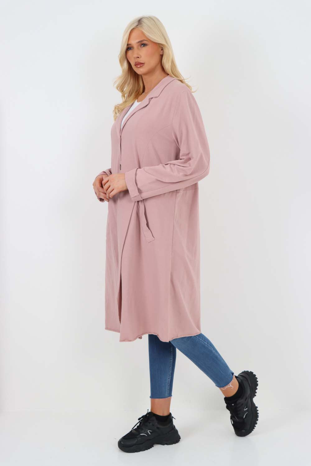 Italian Front Button Fastening Longline Cotton Cardigan