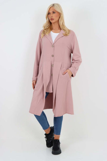 Italian Front Button Fastening Longline Cotton Cardigan