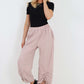 Italian Drawstring Hem Cotton Trousers With Side Pockets