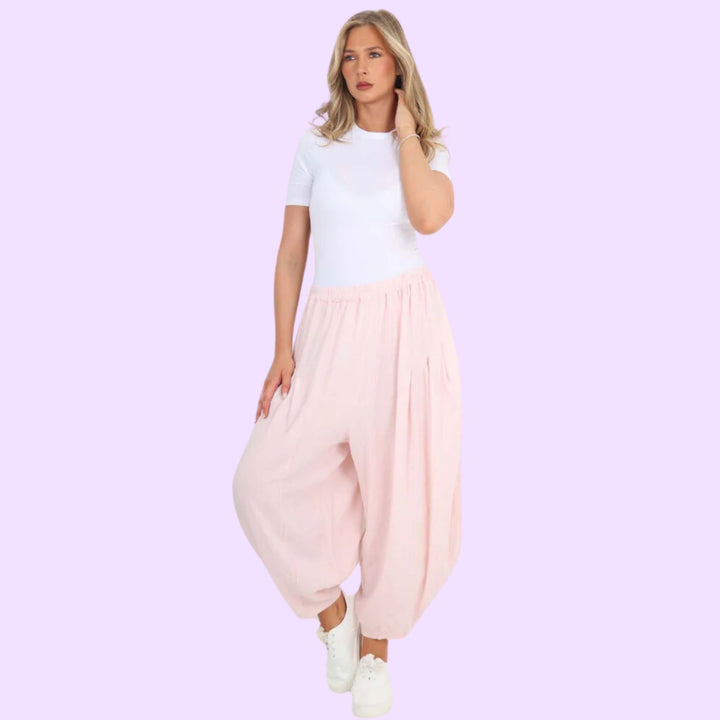 Italian Plain Linen Hareem Pants