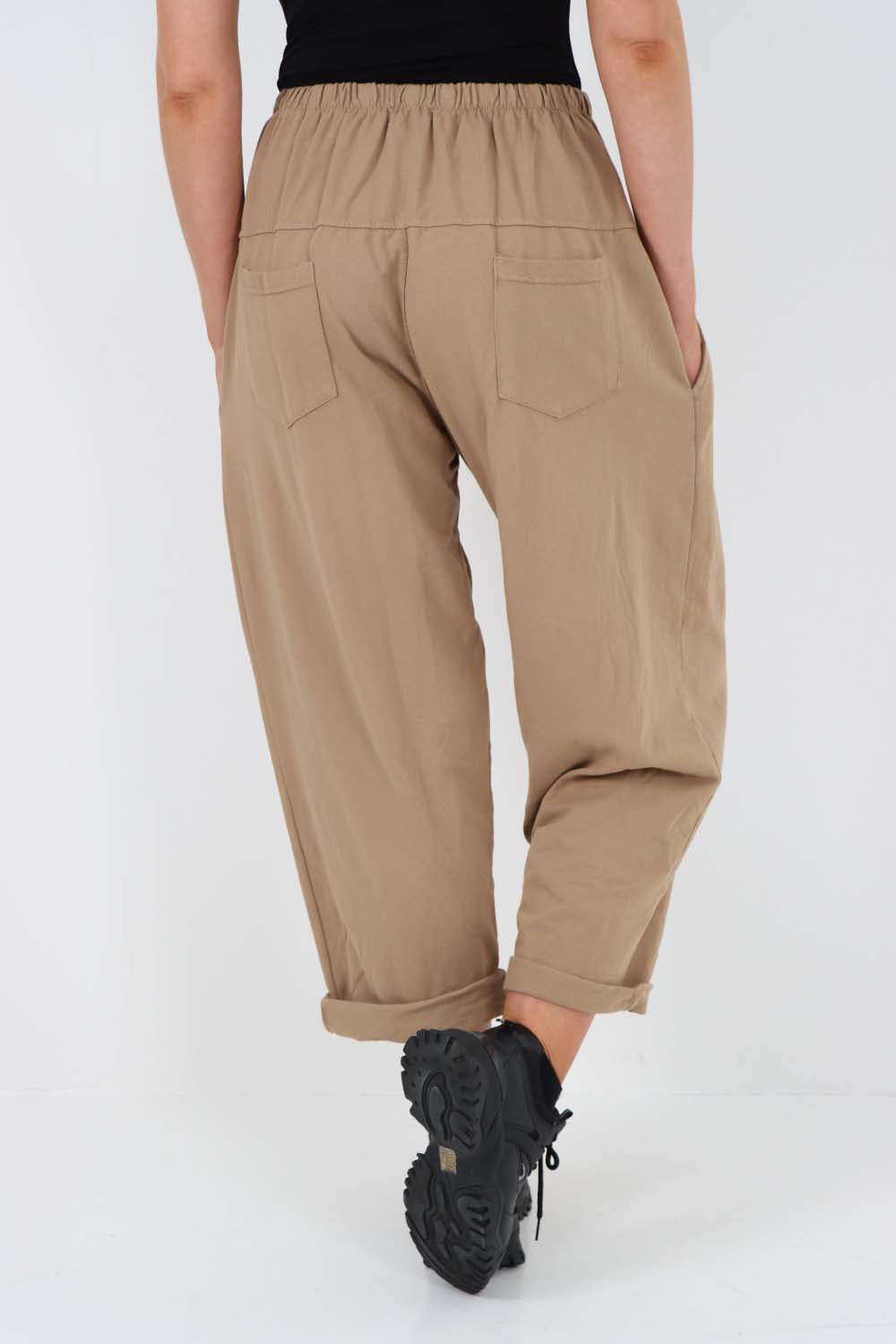 Italian Pleated Cotton Trousers With Side Pockets