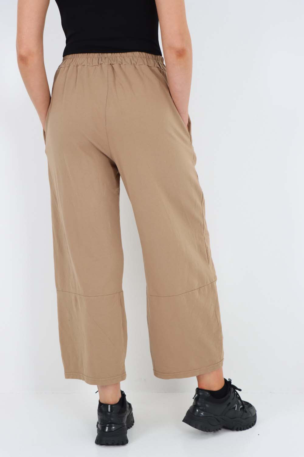 Italian Drawstring Hem Cotton Trousers With Side Pockets