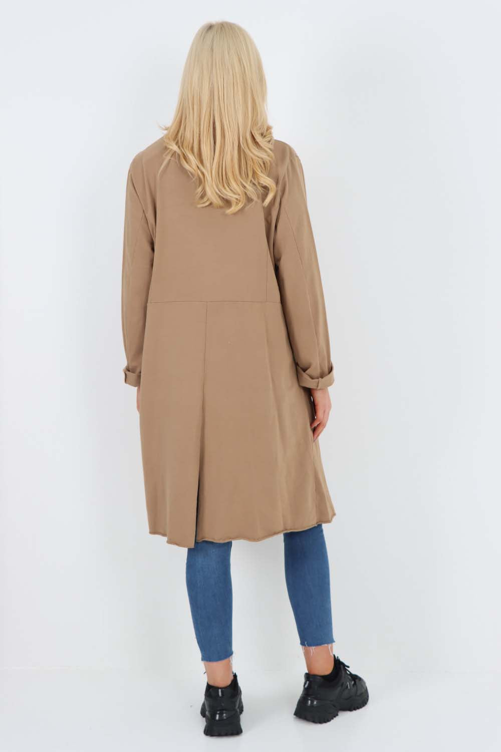 Italian Front Button Fastening Longline Cotton Cardigan