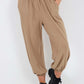 Italian Ruched Hem Cotton Trousers With Side Pockets