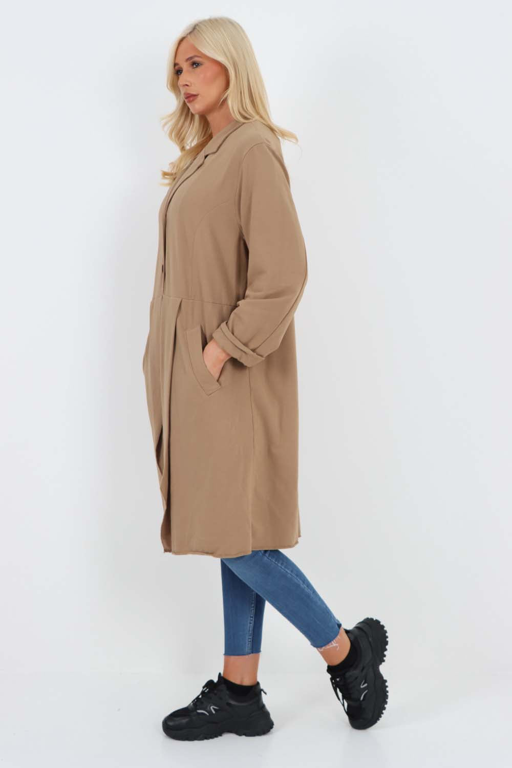 Italian Front Button Fastening Longline Cotton Cardigan