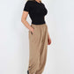 Italian Ruched Hem Cotton Trousers With Side Pockets