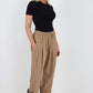 Italian Pleated Cotton Trousers With Side Pockets