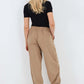 Italian Ruched Hem Cotton Trousers With Side Pockets