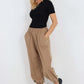 Italian Ruched Hem Cotton Trousers With Side Pockets
