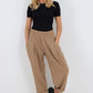 Italian Pleated Cotton Trousers With Side Pockets