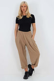 Italian Pleated Cotton Trousers With Side Pockets