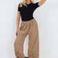 Italian Drawstring Hem Cotton Trousers With Side Pockets