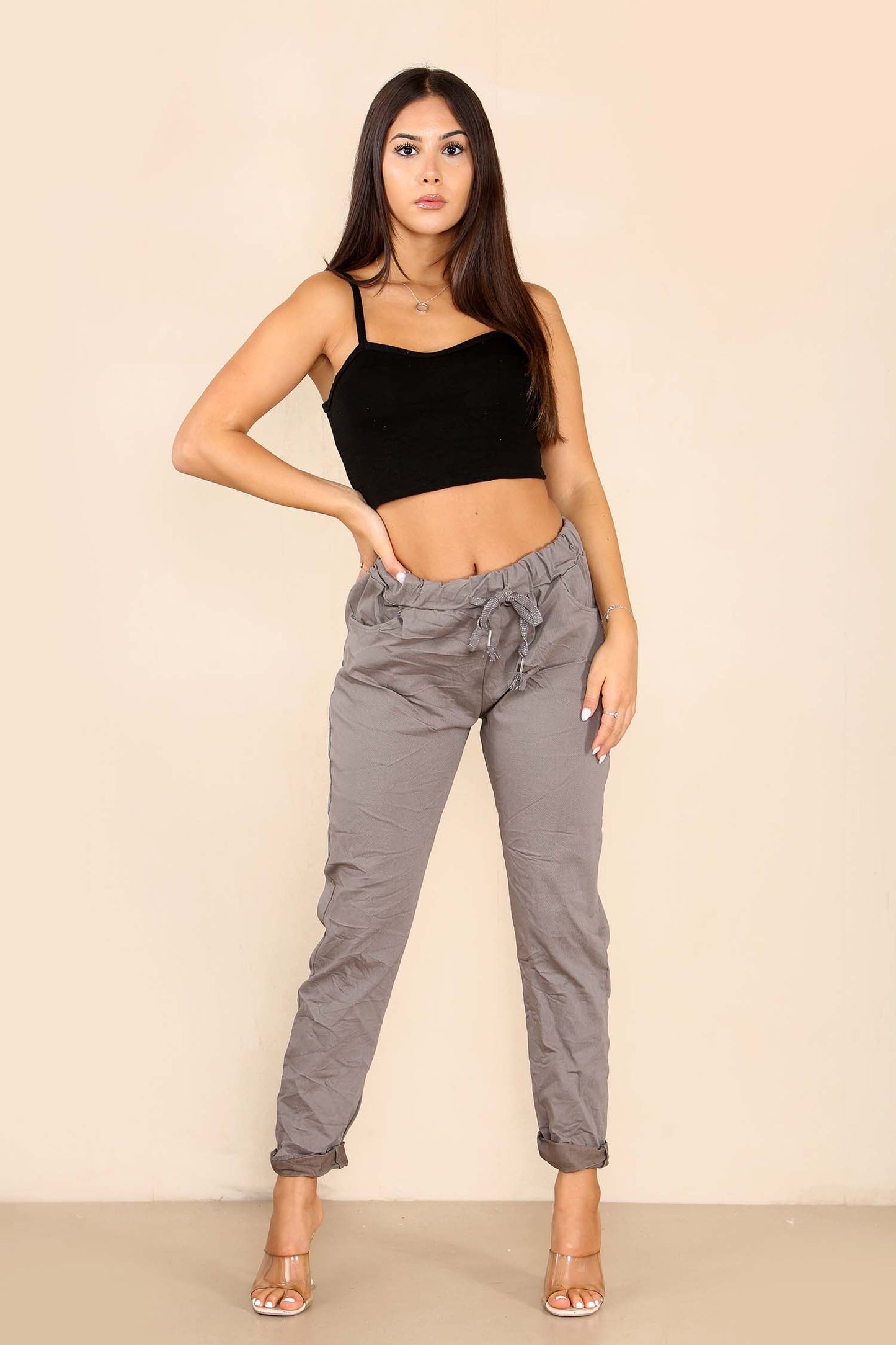 Italian Glitter Drawstring Waistband Magic Pants