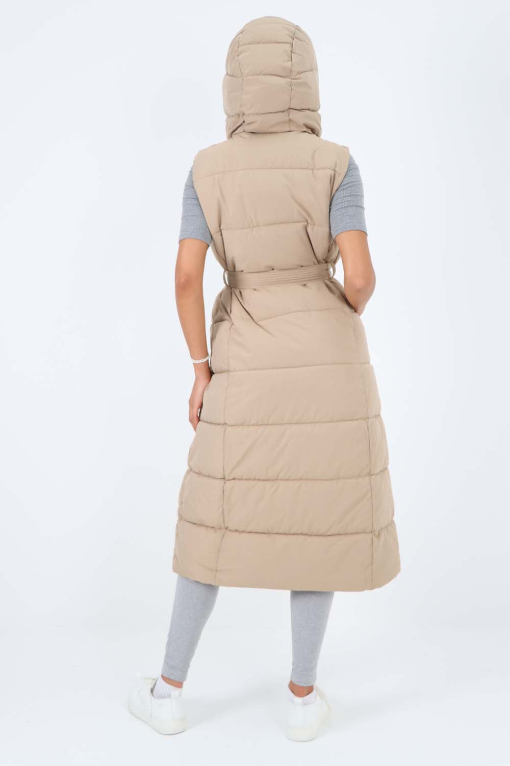 Italian Belted Hooded Long Gilet