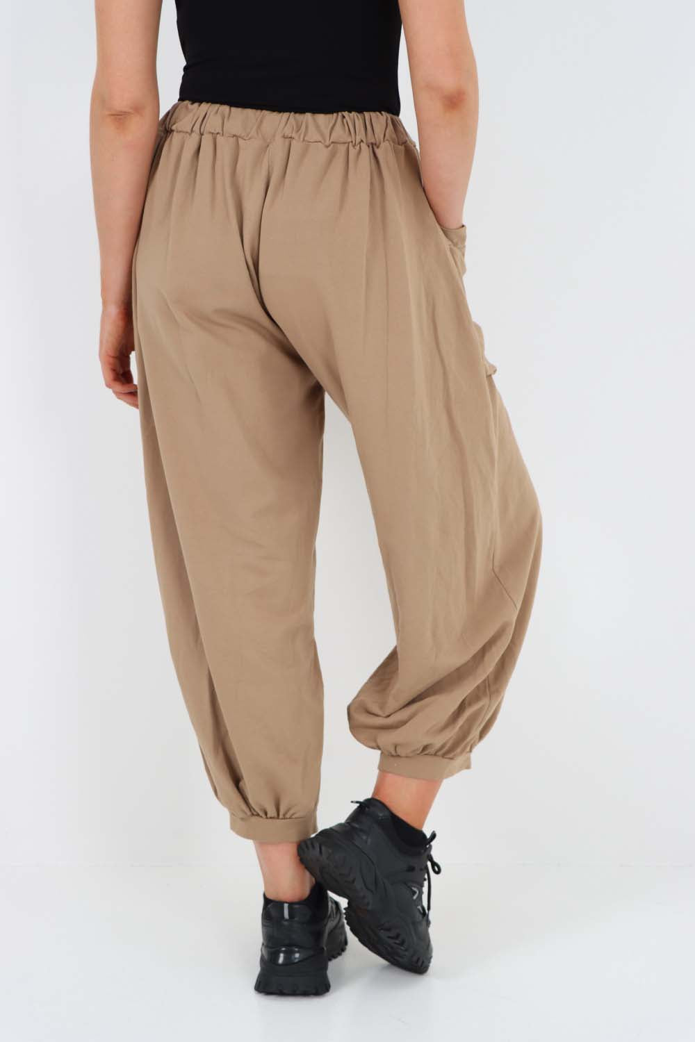 Italian Drawstring Cotton Harem Trousers With Side Pockets