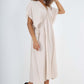 Italian Drawestring Front Flared Linen Dress