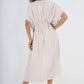 Italian Drawestring Front Flared Linen Dress
