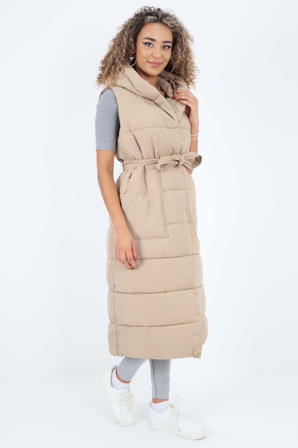 Italian Belted Hooded Long Gilet