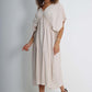 Italian Drawestring Front Flared Linen Dress
