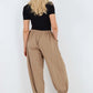 Italian Drawstring Cotton Harem Trousers With Side Pockets