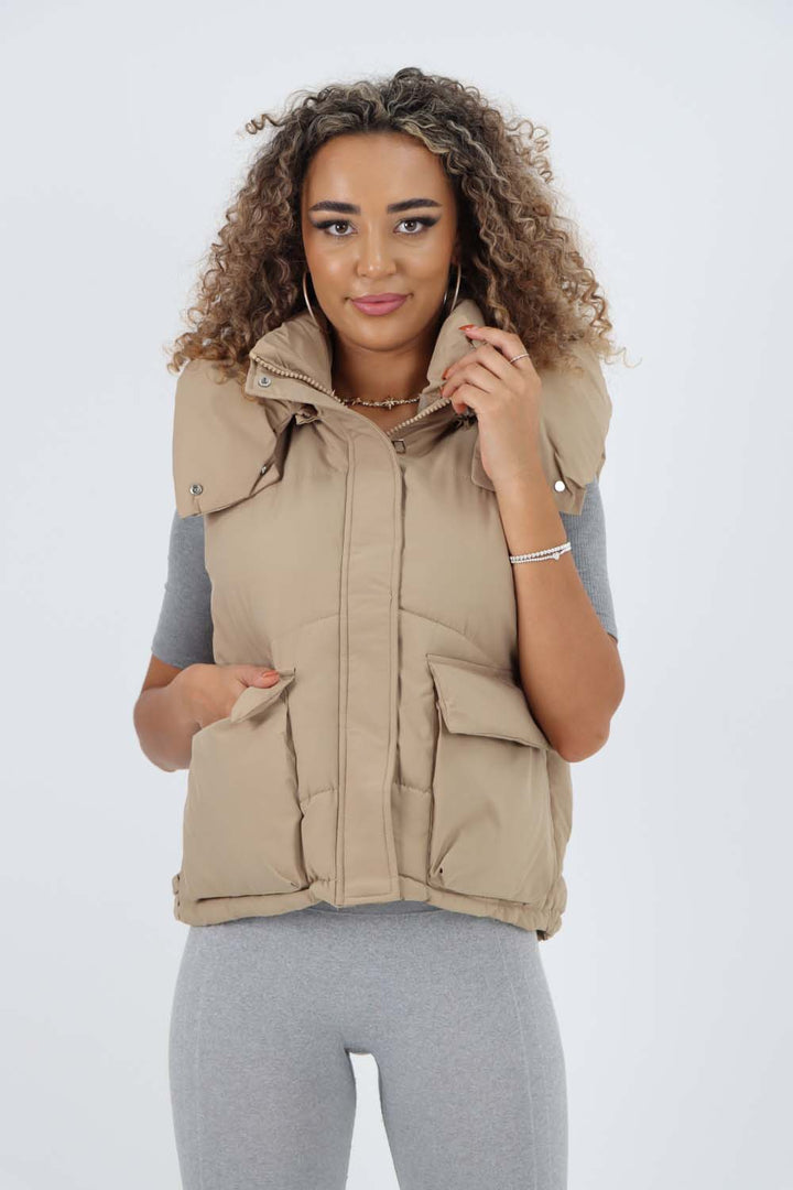 Italian Padded Pockets Hooded Gilet