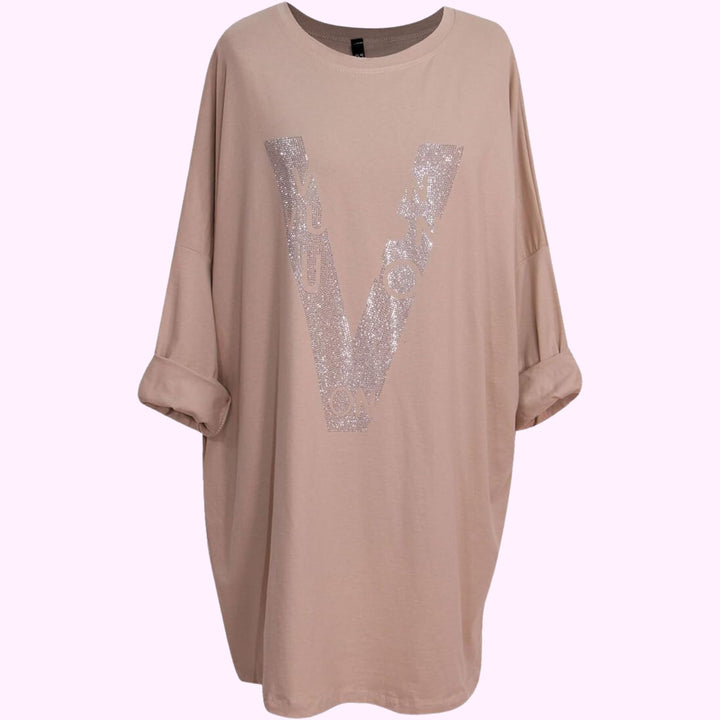 Italian Cotton Tunic Diamante Top