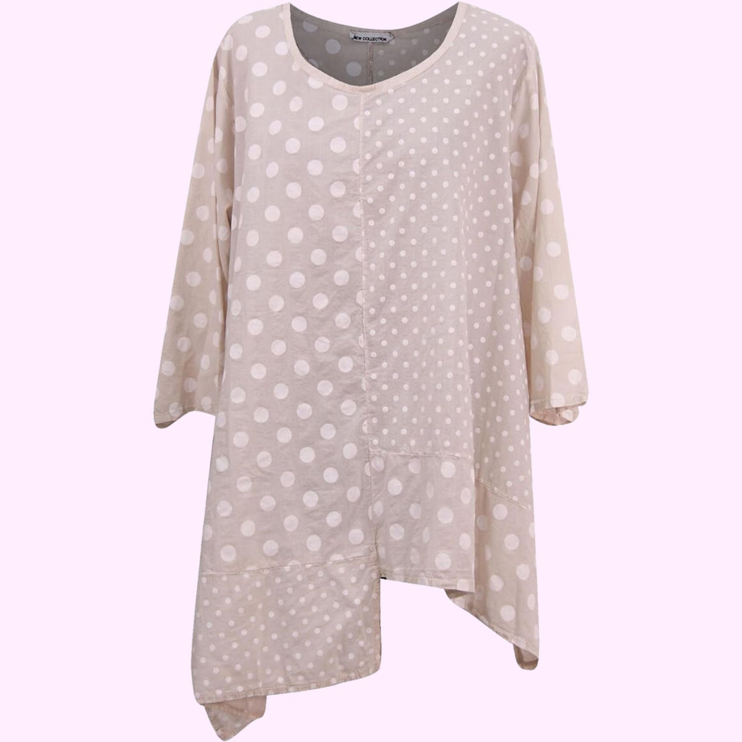 Italian Polka Dots Crew Neck Top