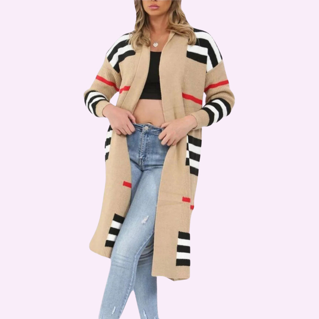 Stripe Balloon Sleeve Cardigan