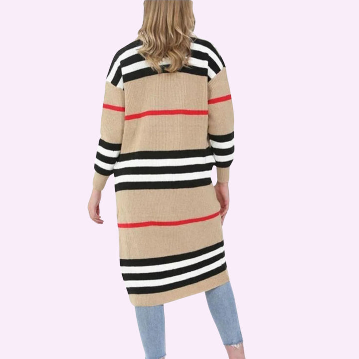 Stripe Balloon Sleeve Cardigan