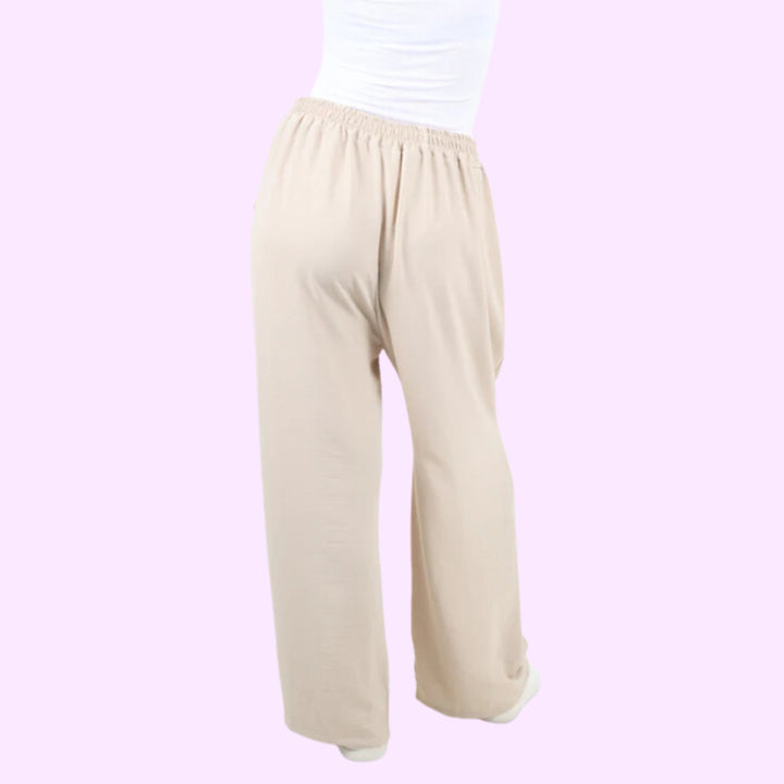 Italian Plain Elasticated Waist Side Pockets Cotton Trousers