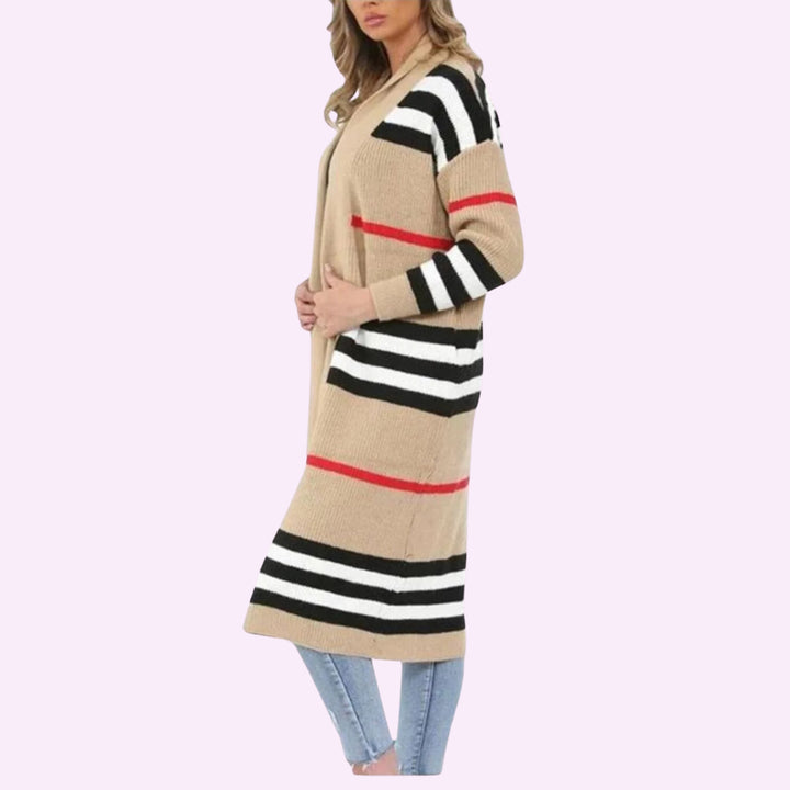 Stripe Balloon Sleeve Cardigan