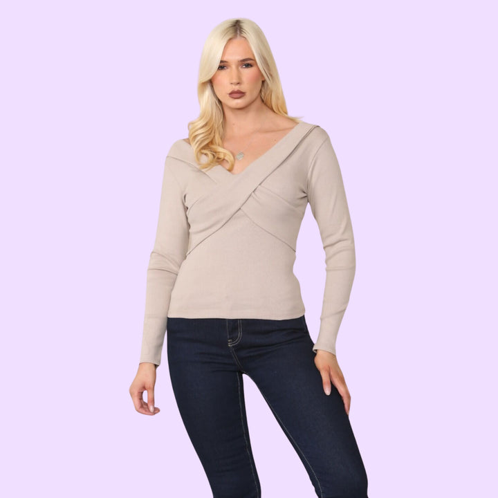 OFF SHOULDER BANDAGE RIB TOP