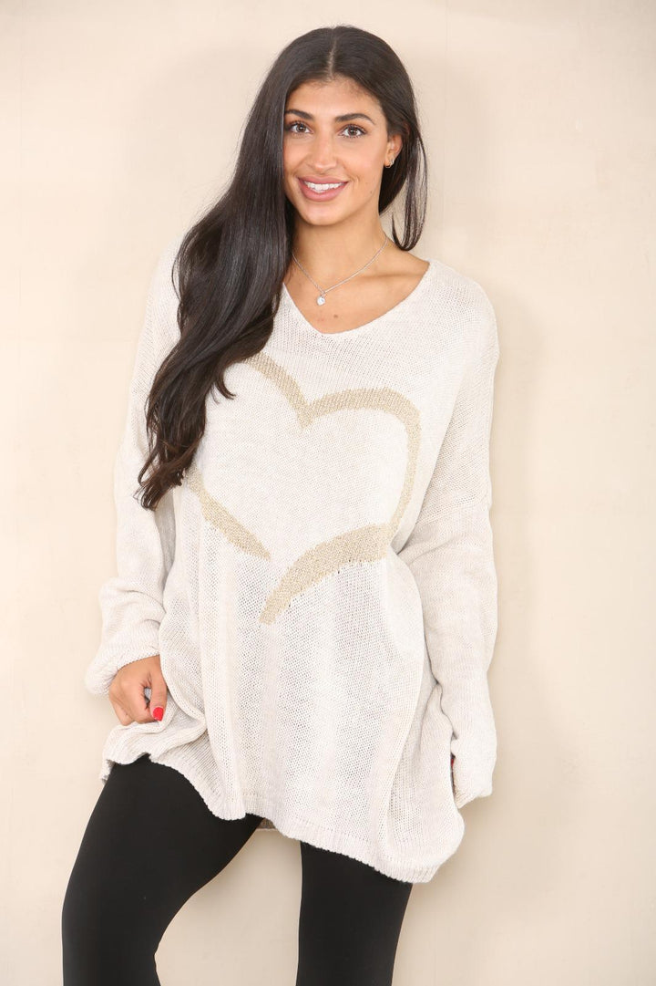 Oversized Heart Print Jumper