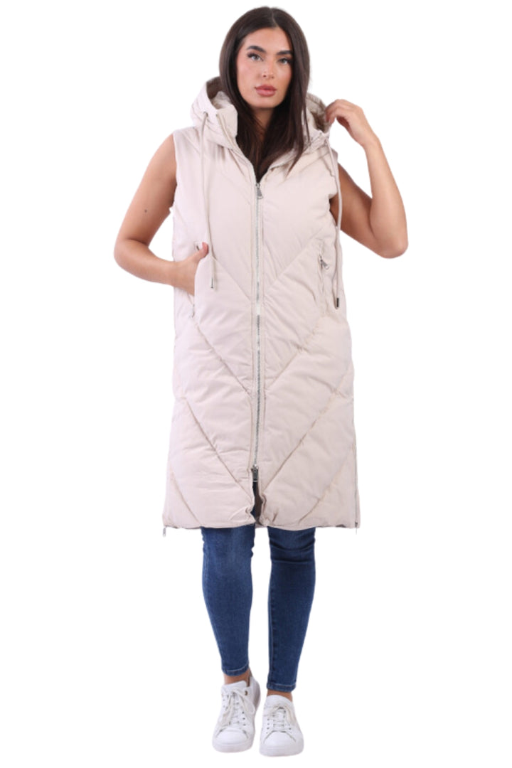 Lagenlook Hooded Long Puffer Gilet