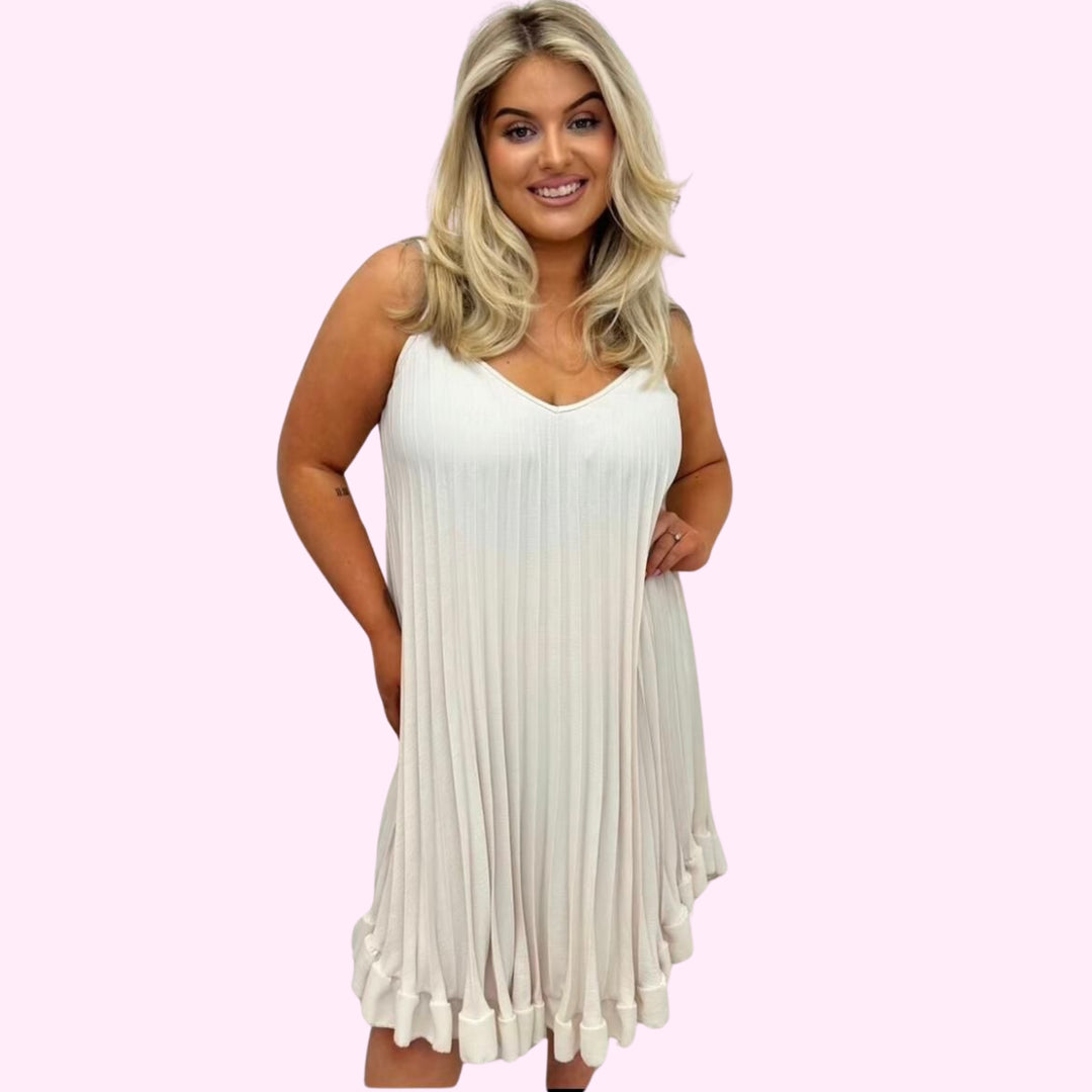 Pleated Frill Strappy Cami Dress