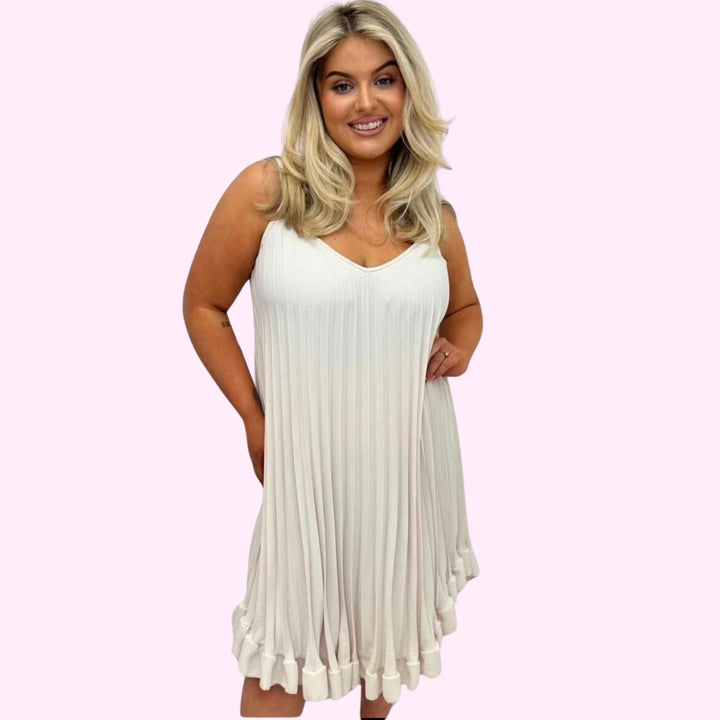 Pleated Frill Strappy Cami Dress