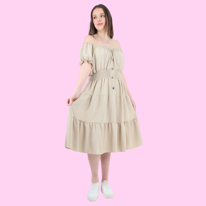 5 Button Magic Offsholder MIDI Dress