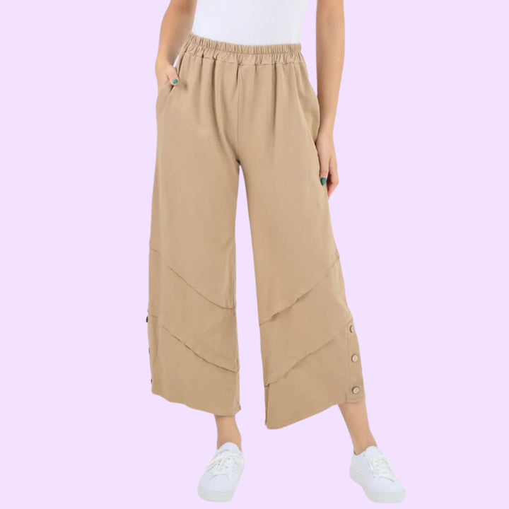 Plain Button Hem Pocket Trouser