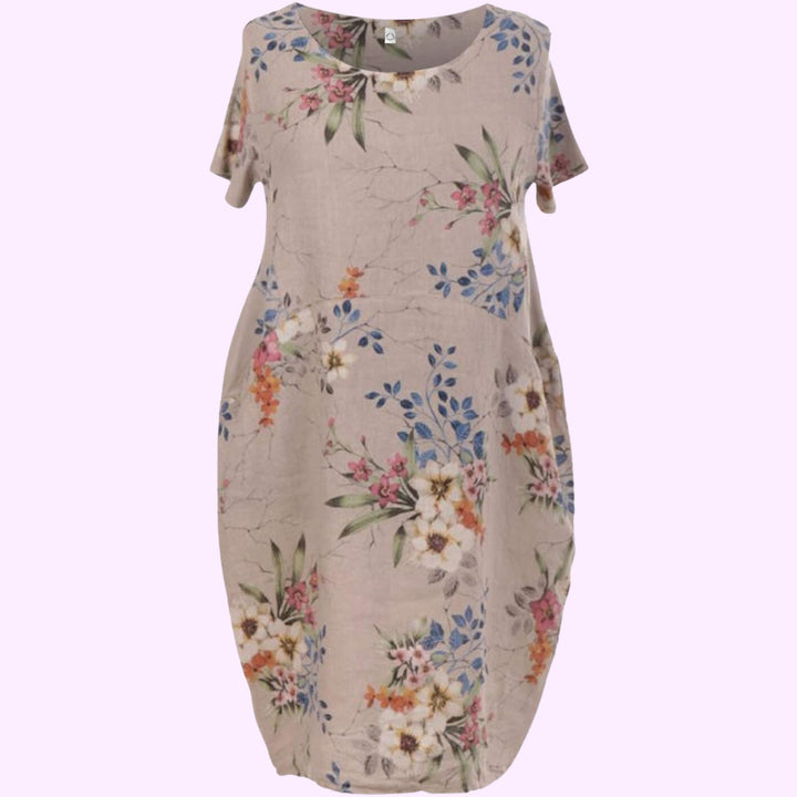 Italian Floral Linen Dress