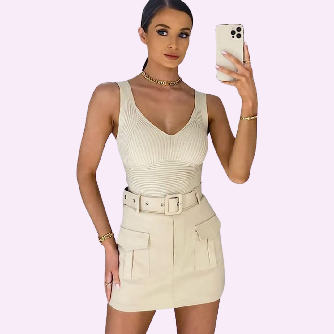 High Waisted Cargo Skort