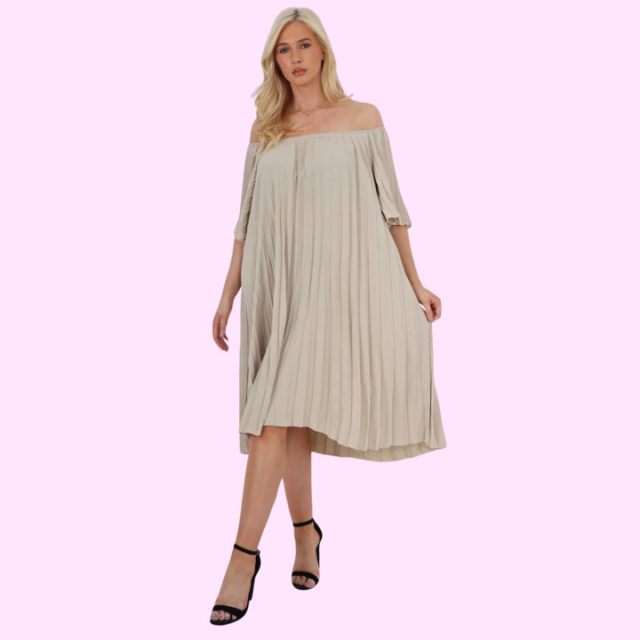 Pleated Off Shoulder dress