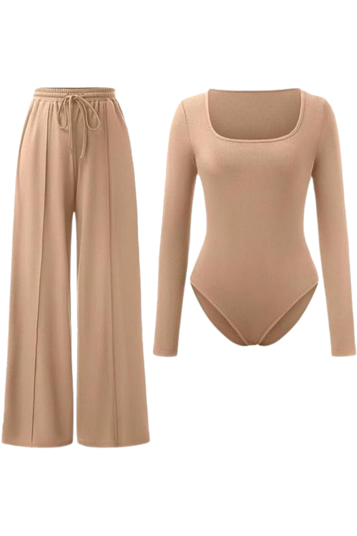 GF-Ribbed Bodysuit&Trouser Set