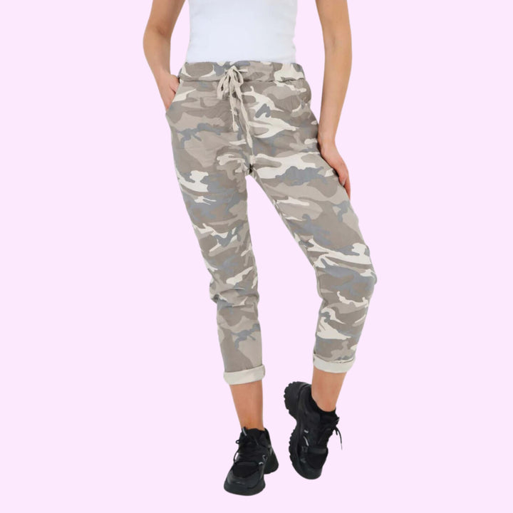 Italian Drawstring Camo Side Pockets Trousers