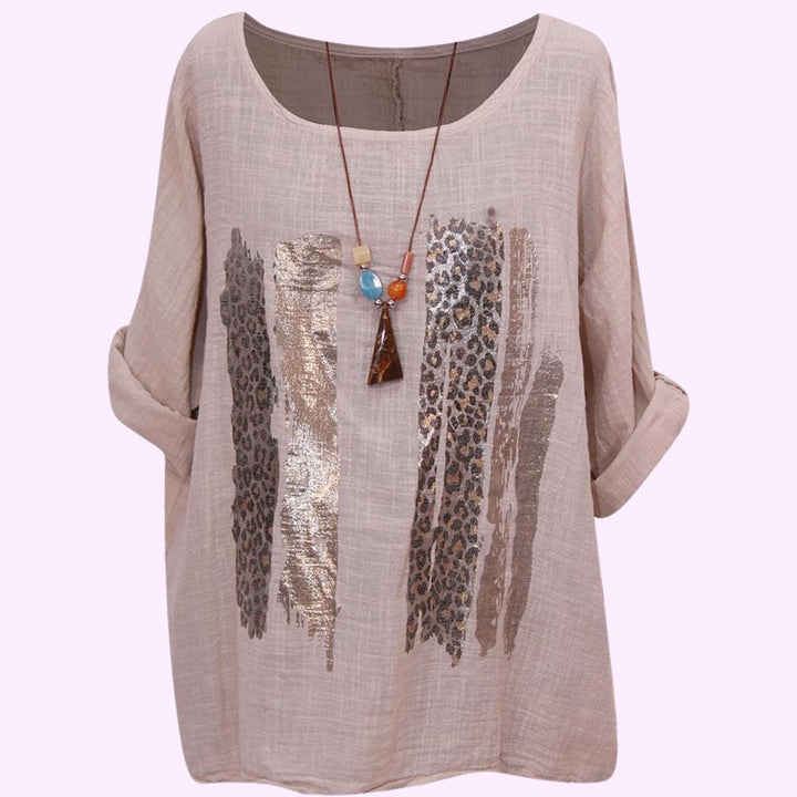 Italian Animal Foil Print Tunic Top