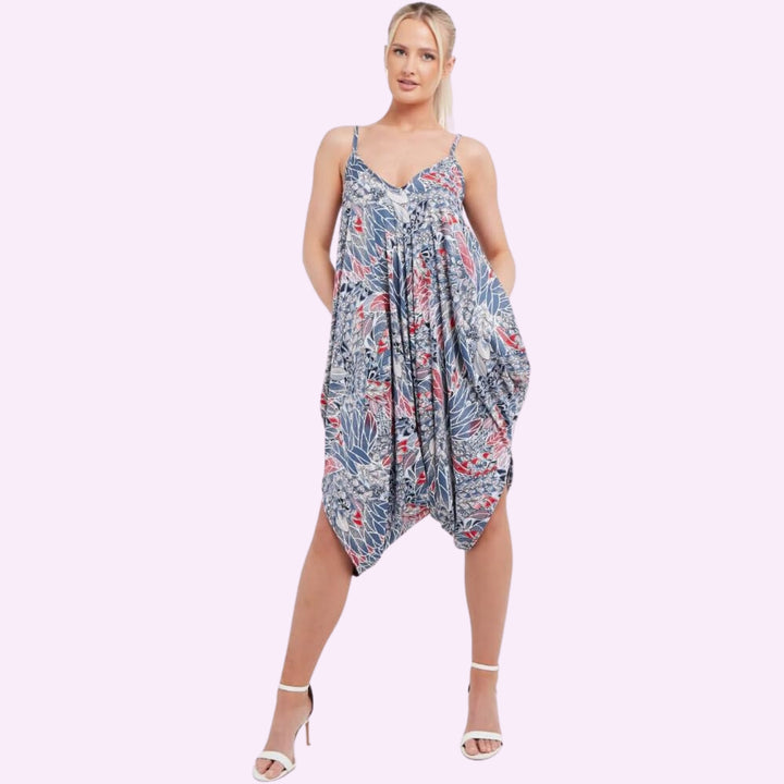 Strappy Printed Lagen Look Romper Playsuit