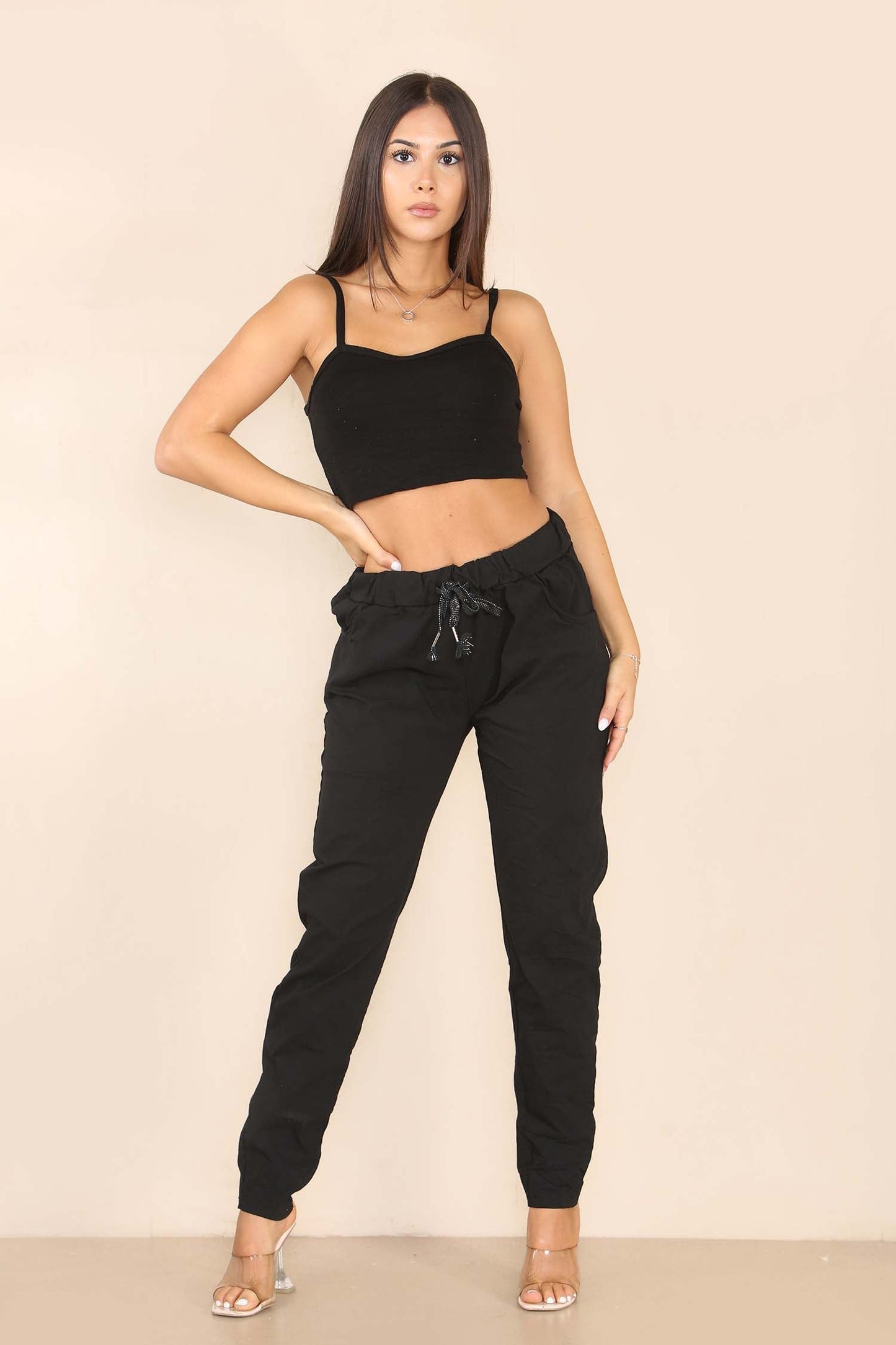 Italian Glitter Drawstring Waistband Magic Pants