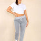 Italian Thin Stripes Print Drawstring Cotton Joggers