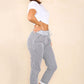 Italian Thin Stripes Print Drawstring Cotton Joggers