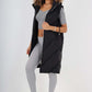 Italian Padded Pockets Hooded Zip up Long Gilet
